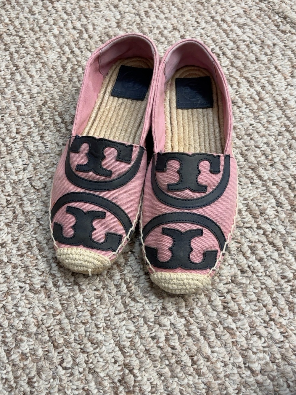 Tory Burch Rose Canvas Espadrille Slip-Ons with Black Logo - 0106
